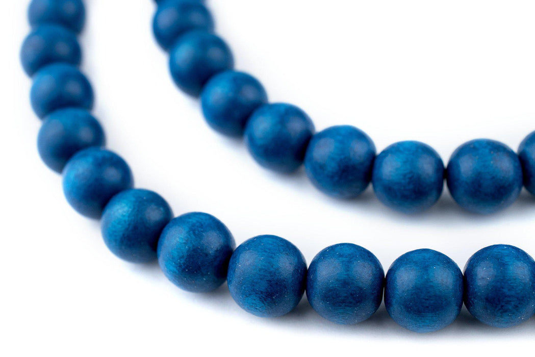 Azul Blue Round Natural Wood Beads (12mm) - The Bead Chest