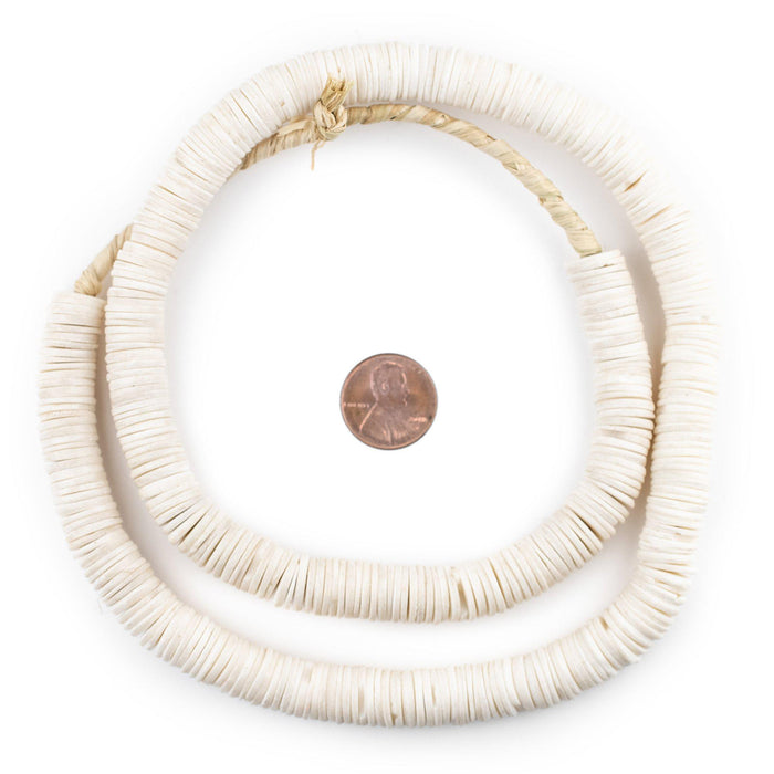 White Coconut Bone Heishi Beads (10mm) - The Bead Chest