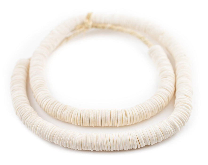 White Coconut Bone Heishi Beads (10mm) - The Bead Chest