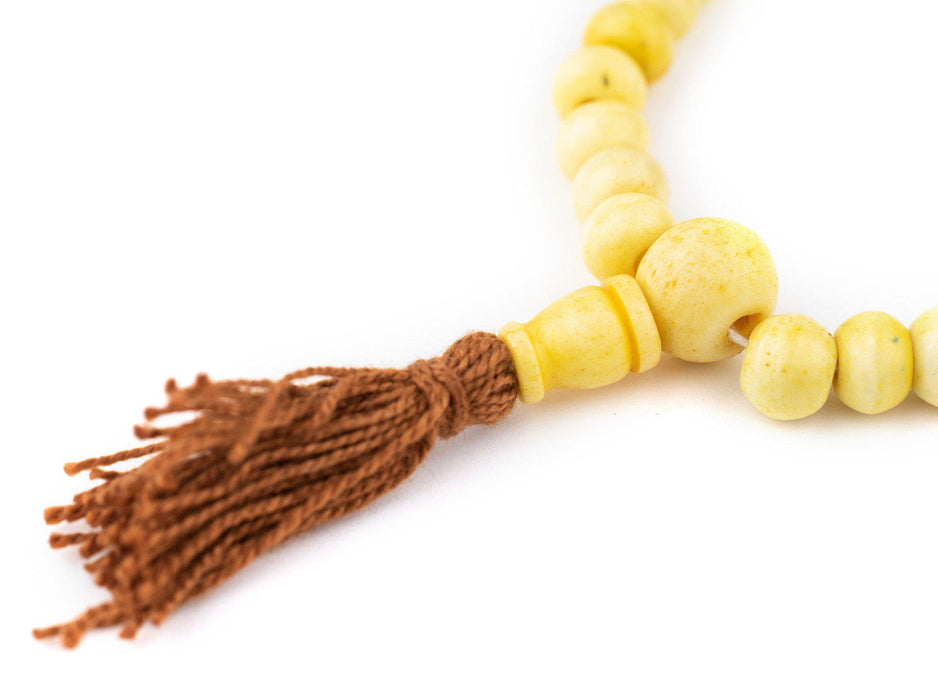 Yellow Rustic Bone Mala Beads (8mm) - The Bead Chest