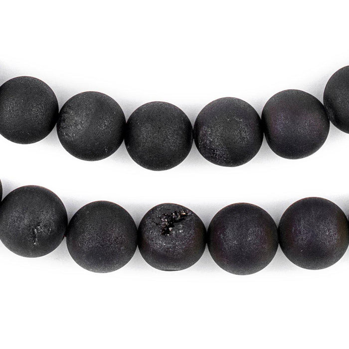 Black Round Druzy Agate Beads (12mm) - The Bead Chest