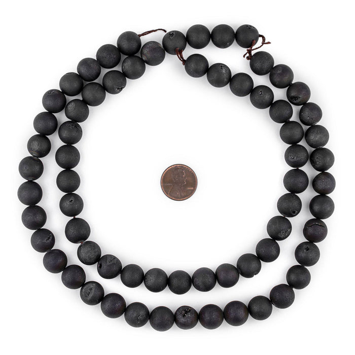 Black Round Druzy Agate Beads (12mm) - The Bead Chest