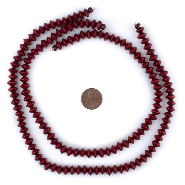 Red Bicone Natural Wood Beads (5x8mm) - The Bead Chest