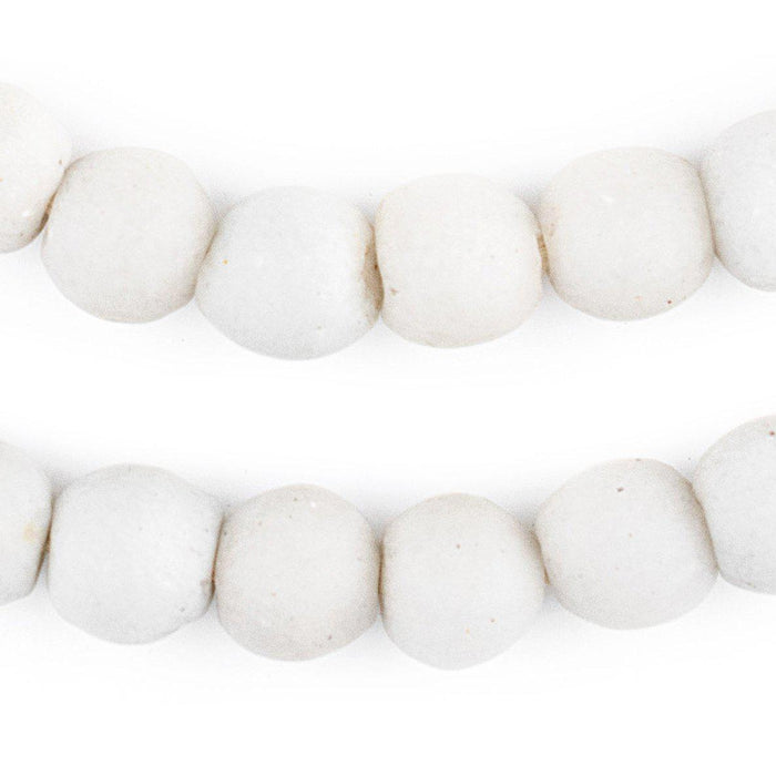 Rustic Opaque White Recycled Glass Beads (14mm) - The Bead Chest