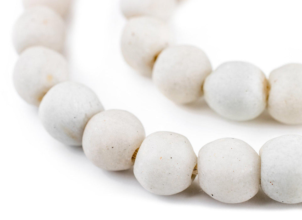 Rustic Opaque White Recycled Glass Beads (14mm) - The Bead Chest