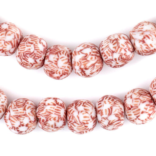 Red & White Fused Recycled Glass Beads (14mm) - The Bead Chest