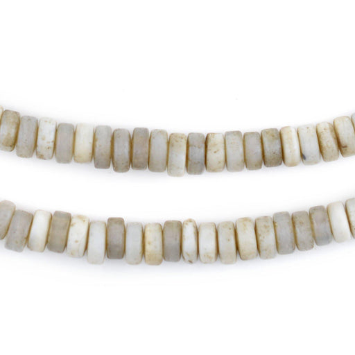 Vintage-Style White Java Glass Button Beads (8mm) - The Bead Chest