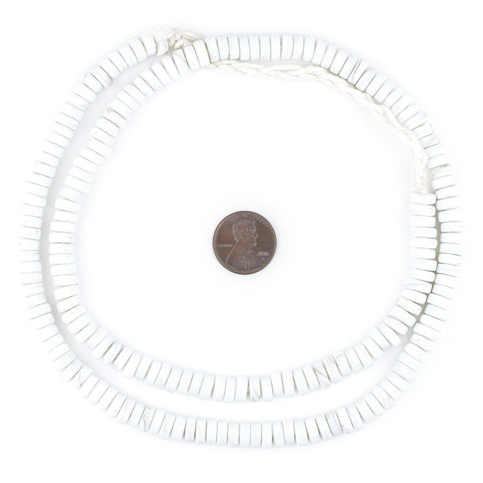 White Java Glass Button Beads (8mm) - The Bead Chest