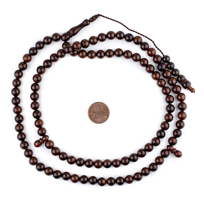 Dark Brown Round Wooden Arabian Prayer Beads (8mm) - The Bead Chest