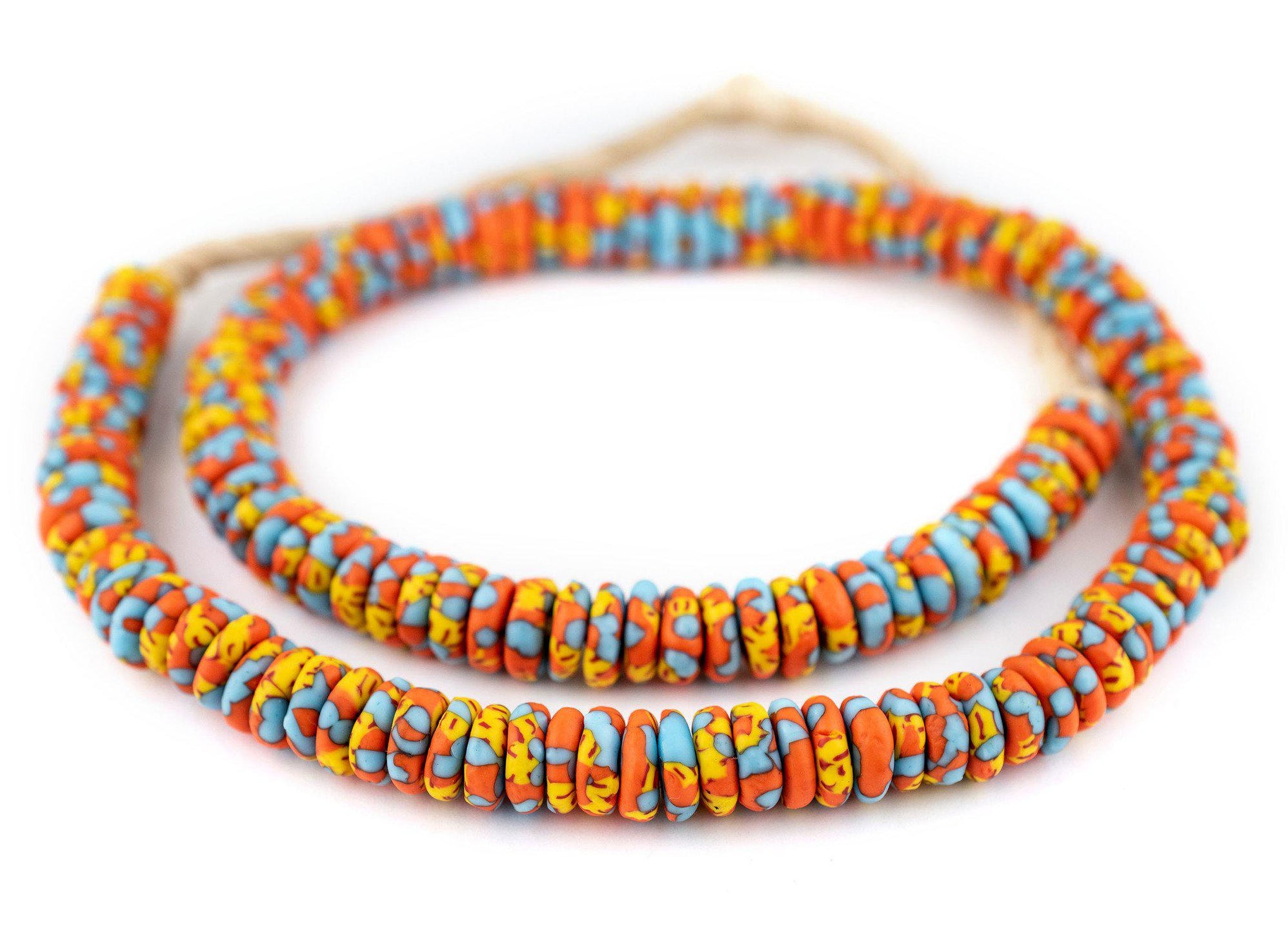 Lava Fire Fused Rondelle Recycled Glass Beads (11mm) — The Bead Chest