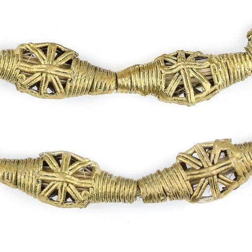 Flat Bicone Sun Design Brass Filigree Beads (33x14mm) - The Bead Chest