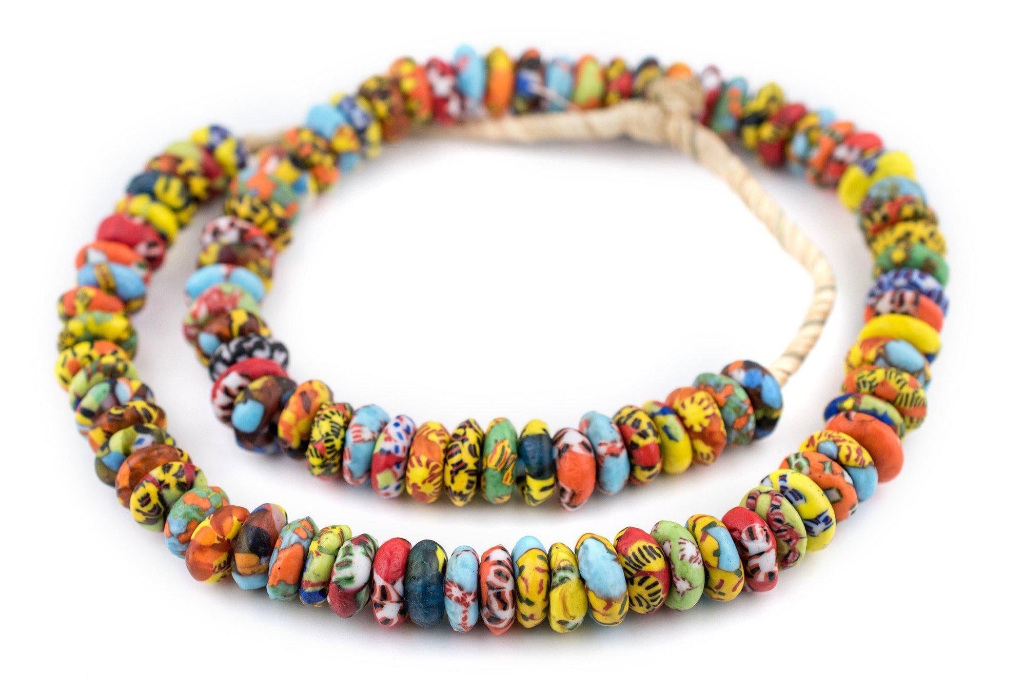 Bright Medley Fused Rondelle Recycled Glass Beads (14mm) — The Bead Chest