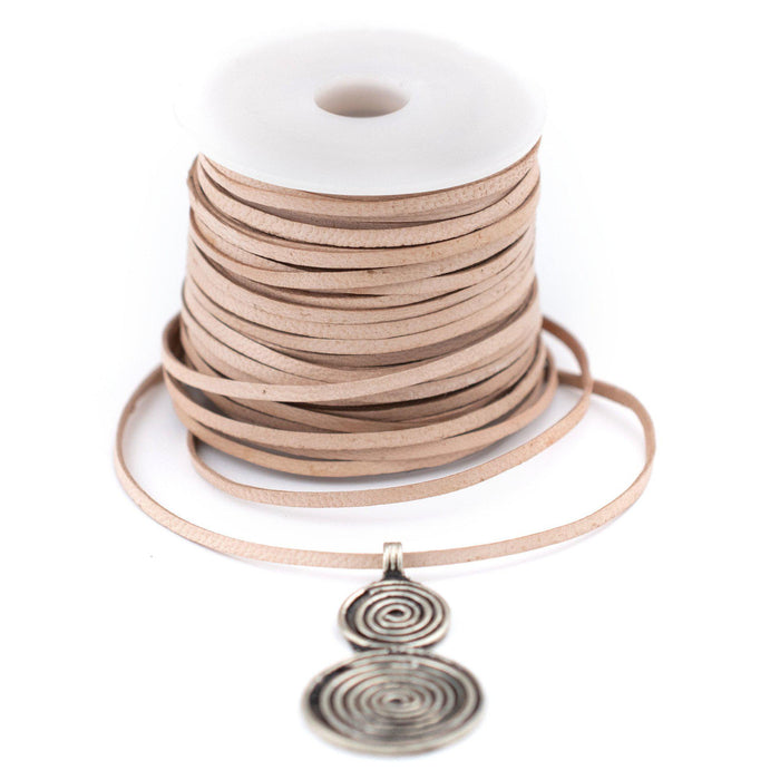 1.5mm Natural Flat Leather Cord (75ft) - The Bead Chest