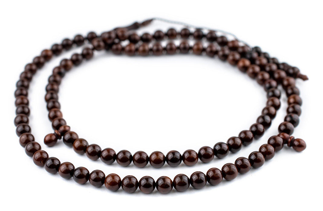 Dark Brown Round Wooden Arabian Prayer Beads (8mm) - The Bead Chest