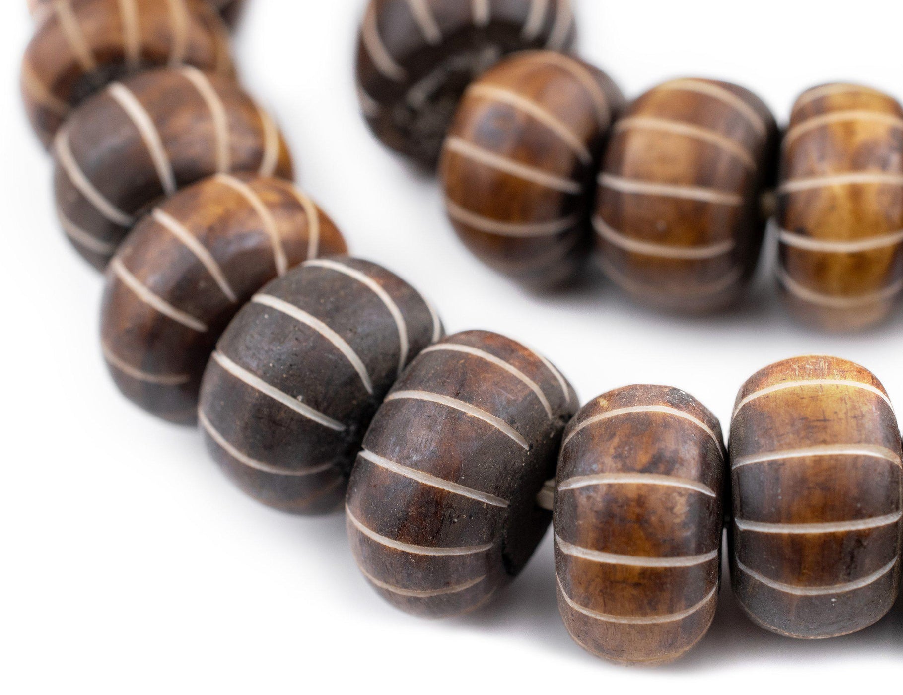 Carved Watermelon Brown Bone Beads (Large) — The Bead Chest