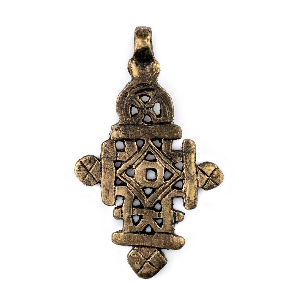 Brass Ethiopian Coptic Cross Jewelry Pendant, African Gold Cross Charm #2050, Religious Jewelry Making Supplies 3 Crosses
