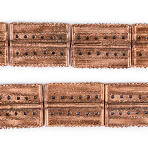 Copper Rectangular Dotted Baule Beads (54x41mm) - The Bead Chest