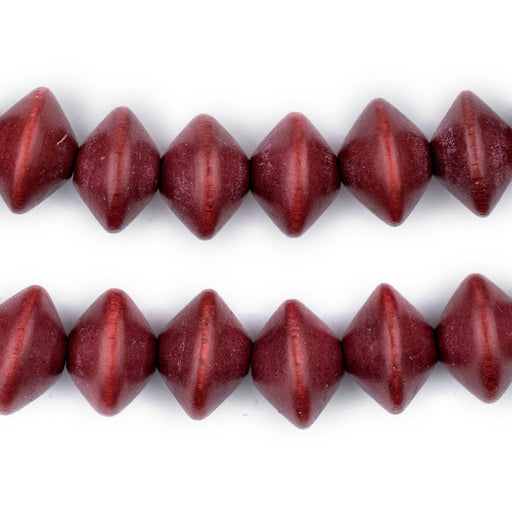 Cherry Red Bicone Natural Wood Beads (10x15mm) - The Bead Chest