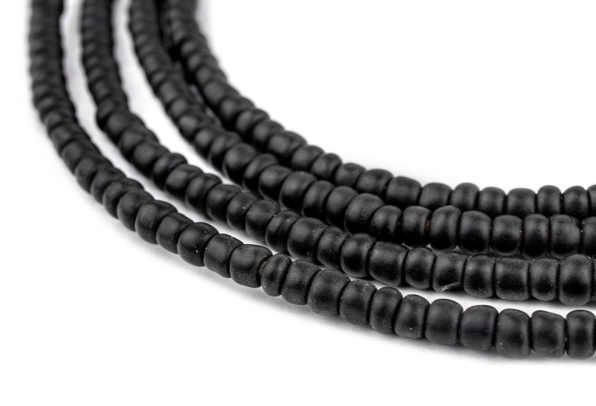 Matte Black Ghana Seed Beads — The Bead Chest