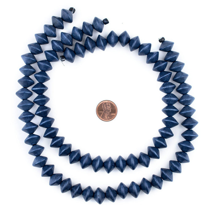 Cobalt Blue Bicone Natural Wood Beads (10x15mm) - The Bead Chest