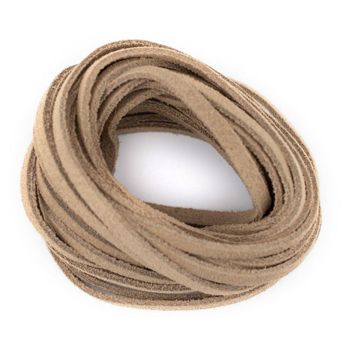 3.0mm Beige Flat Suede Leather Cord (15ft) - The Bead Chest