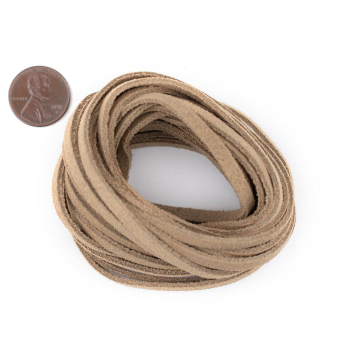 3.0mm Beige Flat Suede Leather Cord (15ft) - The Bead Chest