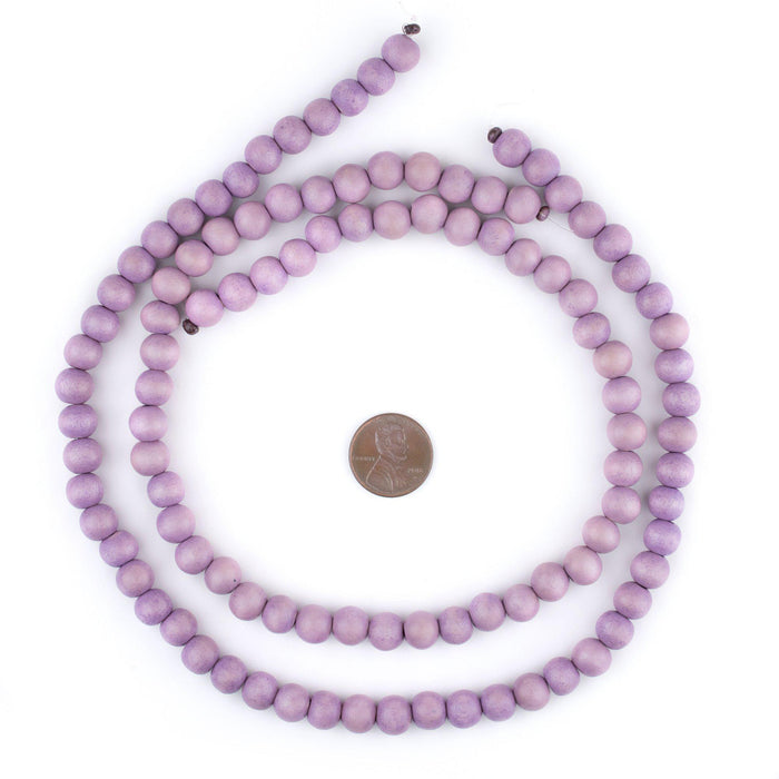 Purple Round Natural Wood Beads (8mm) - The Bead Chest