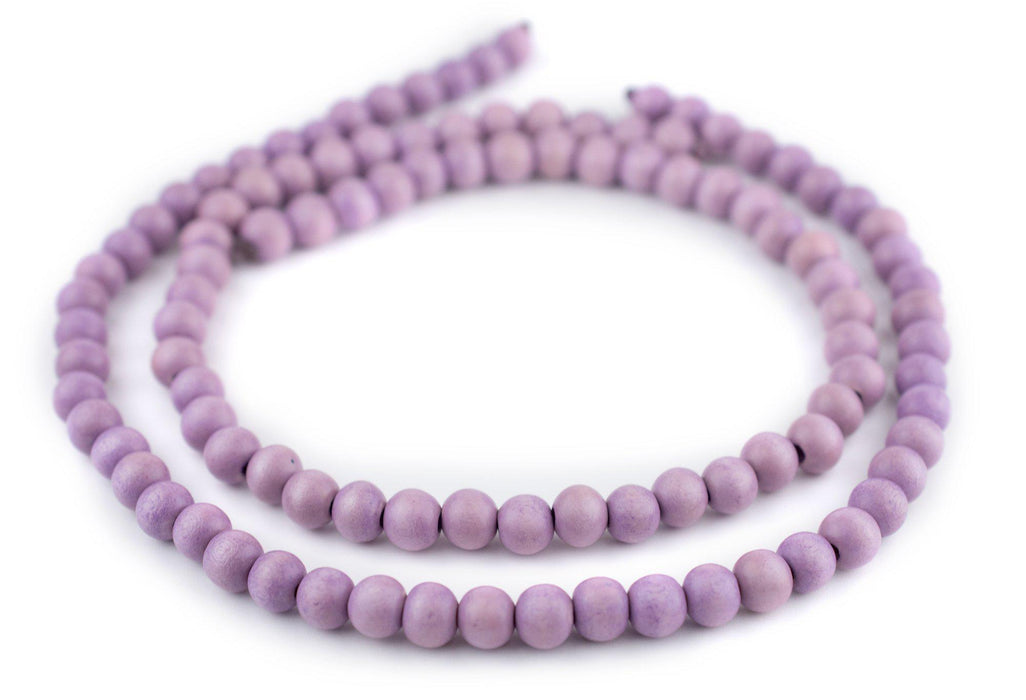 Purple Round Natural Wood Beads (8mm) - The Bead Chest