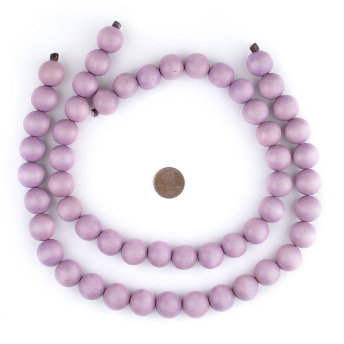 Purple Round Natural Wood Beads (16mm) - The Bead Chest