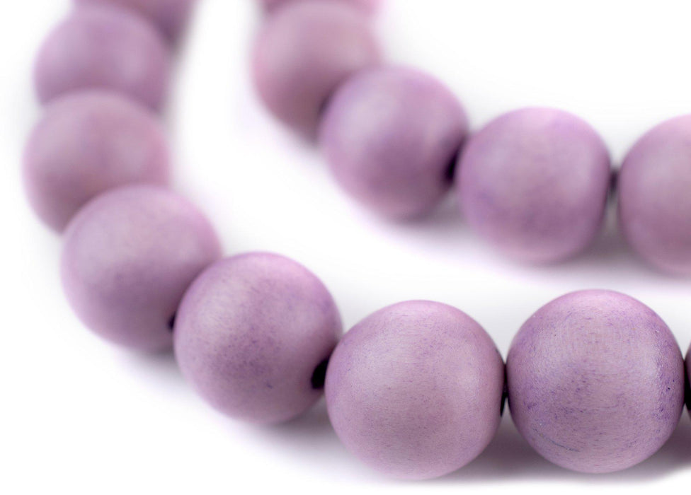 Purple Round Natural Wood Beads (16mm) - The Bead Chest