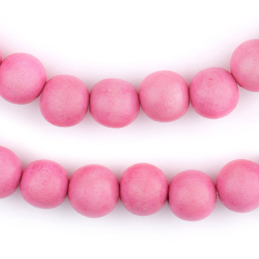 Neon Pink Round Natural Wood Beads (12mm) - The Bead Chest