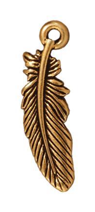 Antiqued Gold Feather Charm (23x7mm) - The Bead Chest