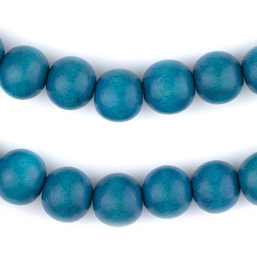 Aqua Blue Round Natural Wood Beads (12mm) - The Bead Chest