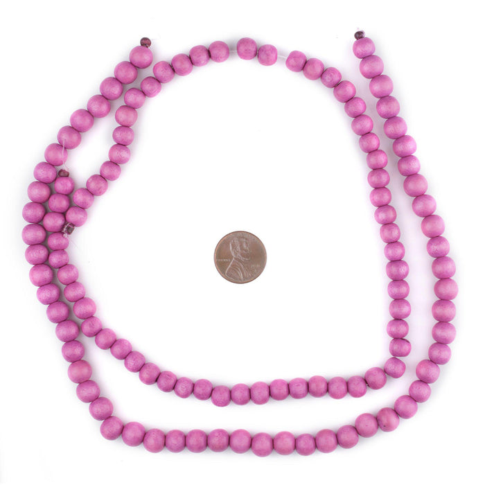 Magenta Round Natural Wood Beads (8mm) - The Bead Chest