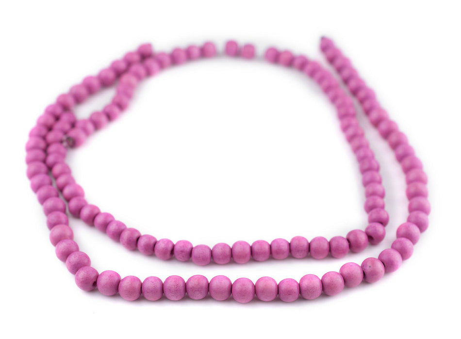 Magenta Round Natural Wood Beads (8mm) - The Bead Chest