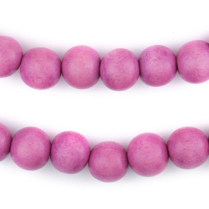 Magenta Round Natural Wood Beads (12mm) - The Bead Chest