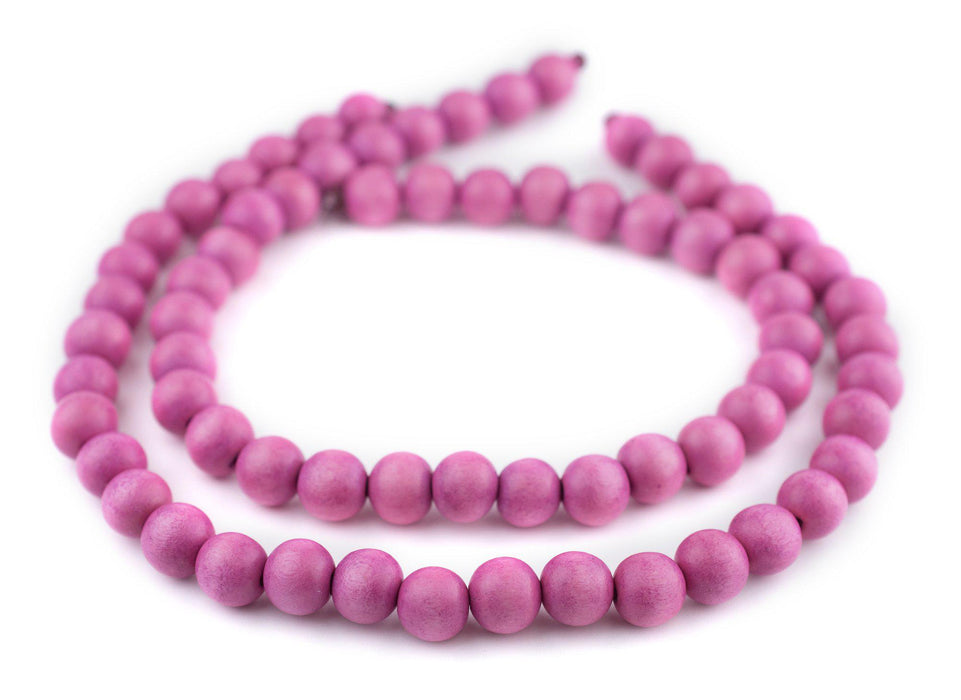 Magenta Round Natural Wood Beads (12mm) - The Bead Chest