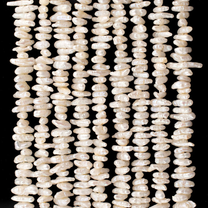 White Vintage Japanese Pearl Heishi Beads (5-7mm) - The Bead Chest