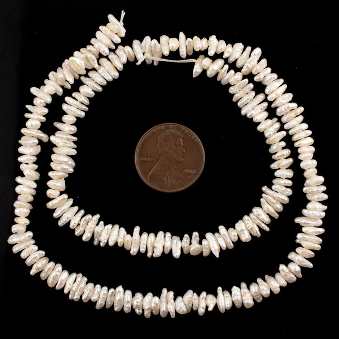 White Vintage Japanese Pearl Heishi Beads (5-7mm) - The Bead Chest