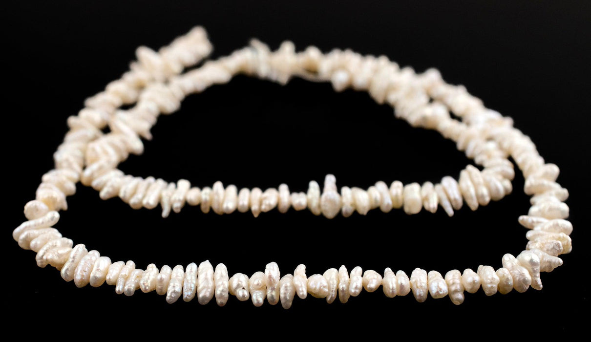 White Vintage Japanese Pearl Heishi Beads (5-7mm) - The Bead Chest