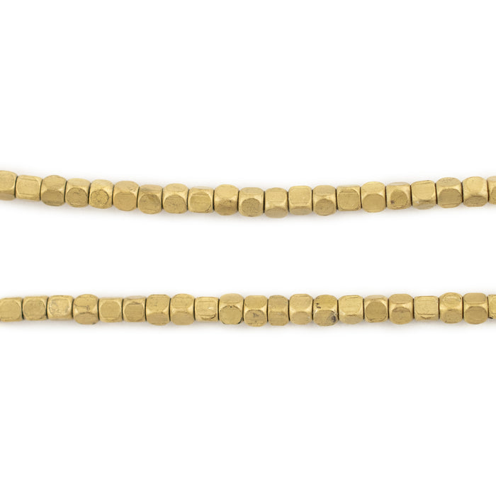 Matte Rounded Brass Cube Beads (3mm) - The Bead Chest