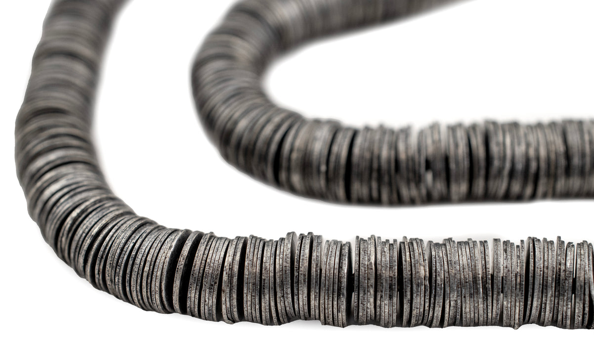 Dark Silver Flat Disk Heishi Beads (8mm) - The Bead Chest