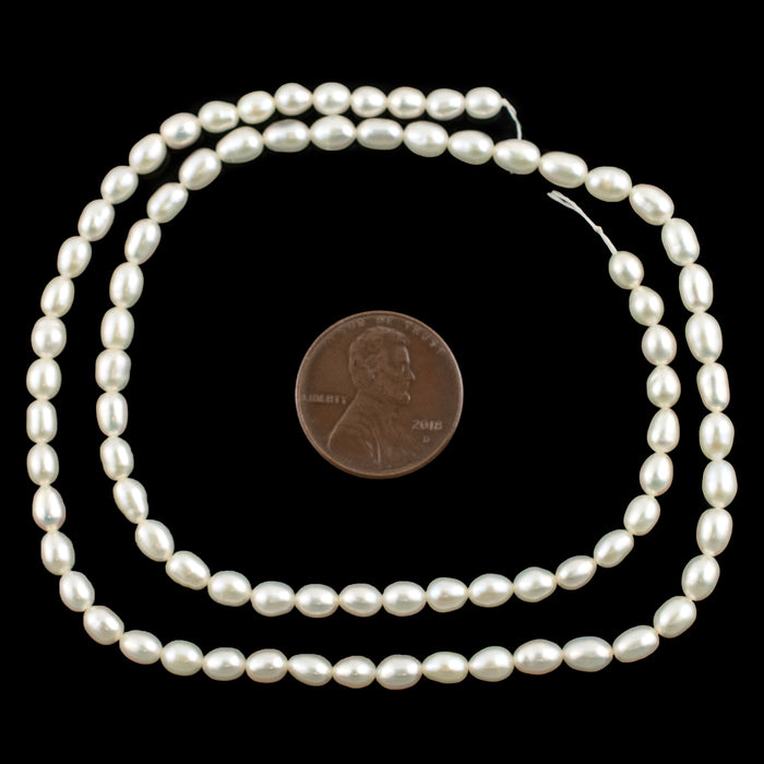 Smooth White Vintage Japanese Rice Pearl Beads (3-5mm) - The Bead Chest