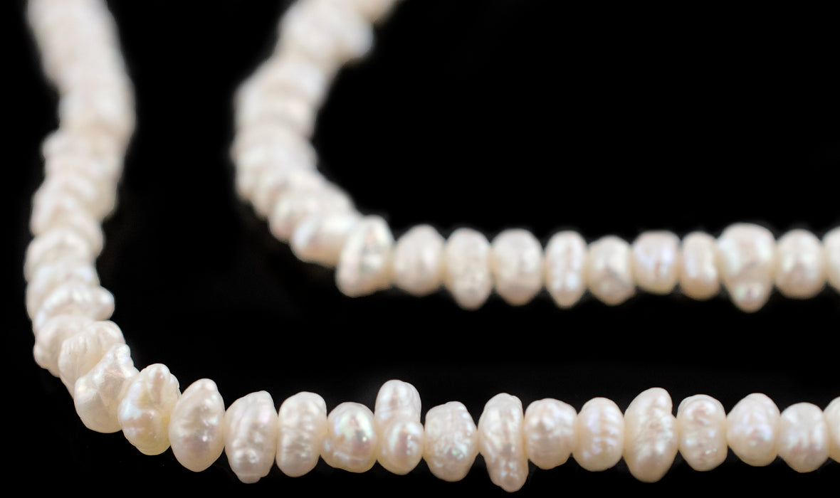 White Vintage Japanese Pearl Heishi Beads (5mm) - The Bead Chest