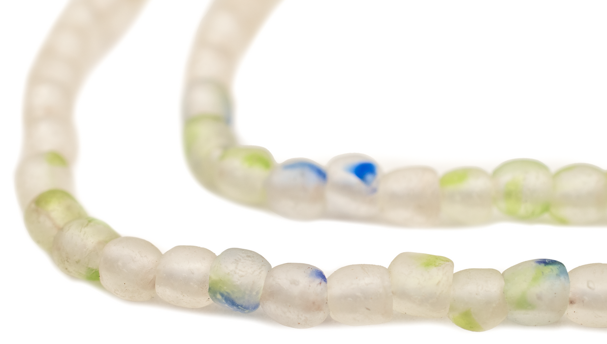 Speckled Green & Blue Recycled Glass Beads (7mm) - The Bead Chest