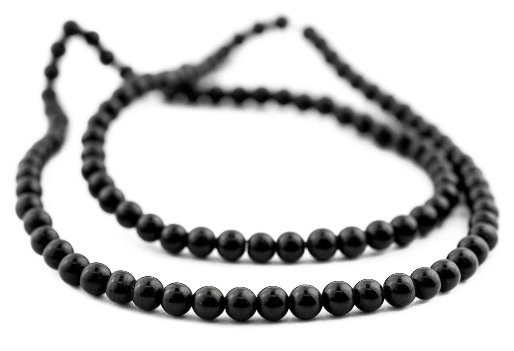 Semi-Polished Round Onyx Beads (4mm) - The Bead Chest