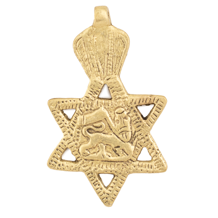 Gold Lion of Judah Star Pendant (62x38mm) - The Bead Chest