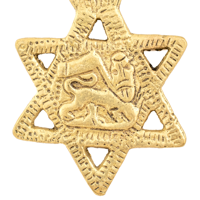 Gold Lion of Judah Star Pendant (62x38mm) - The Bead Chest