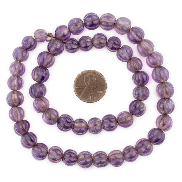 Graduated Carved Watermelon Amethyst Beads (8-14mm) - The Bead Chest