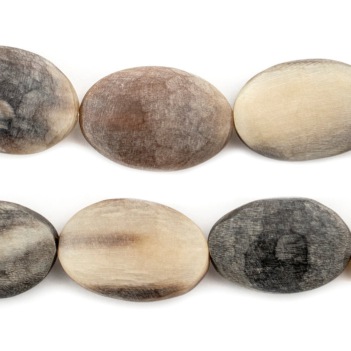 Oval Grey Kenyan Horn Beads (24x18mm) - The Bead Chest